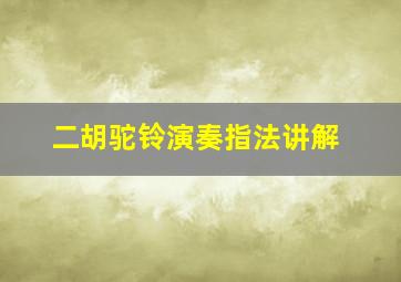 二胡驼铃演奏指法讲解