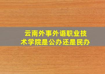 云南外事外语职业技术学院是公办还是民办