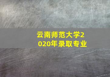 云南师范大学2020年录取专业