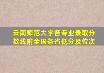 云南师范大学各专业录取分数线附全国各省低分及位次