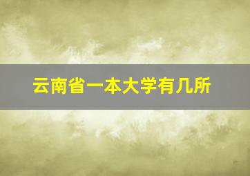 云南省一本大学有几所