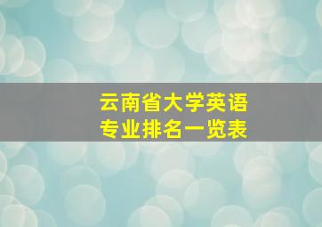 云南省大学英语专业排名一览表