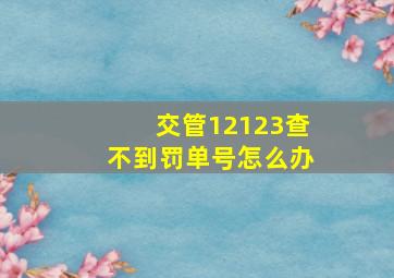 交管12123查不到罚单号怎么办