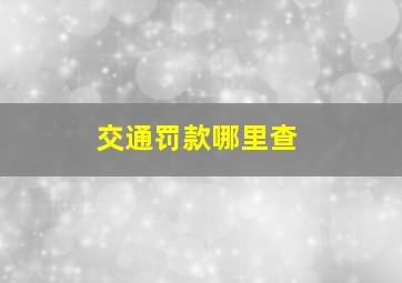 交通罚款哪里查