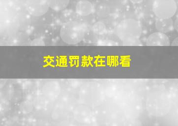 交通罚款在哪看