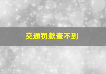 交通罚款查不到