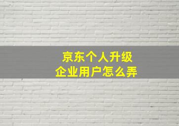 京东个人升级企业用户怎么弄