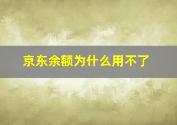 京东余额为什么用不了