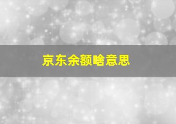 京东余额啥意思