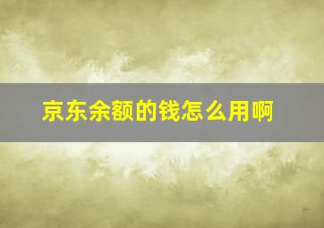 京东余额的钱怎么用啊