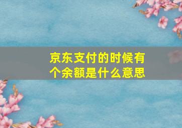 京东支付的时候有个余额是什么意思