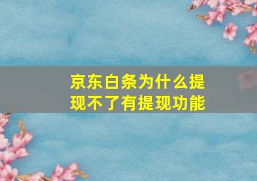 京东白条为什么提现不了有提现功能