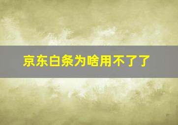 京东白条为啥用不了了