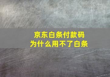 京东白条付款码为什么用不了白条