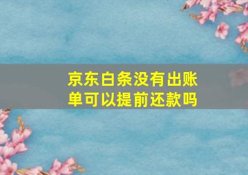 京东白条没有出账单可以提前还款吗