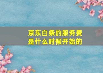 京东白条的服务费是什么时候开始的