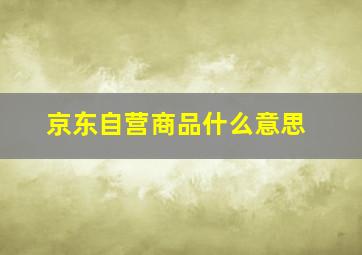 京东自营商品什么意思