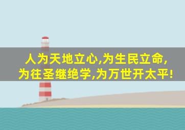 人为天地立心,为生民立命,为往圣继绝学,为万世开太平!