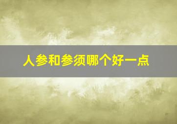 人参和参须哪个好一点