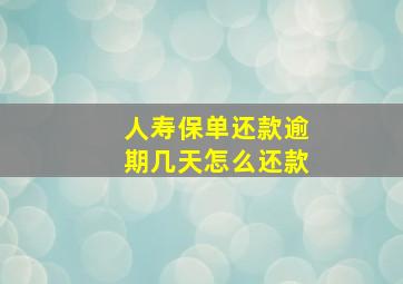 人寿保单还款逾期几天怎么还款