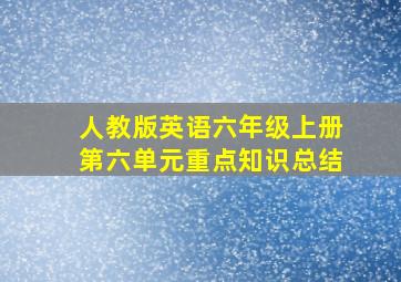 人教版英语六年级上册第六单元重点知识总结