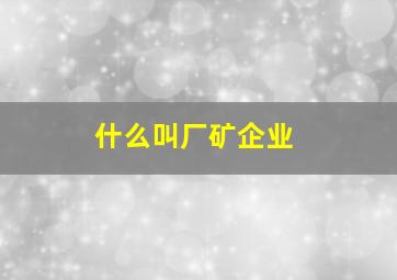 什么叫厂矿企业