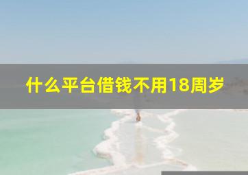 什么平台借钱不用18周岁