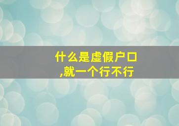 什么是虚假户口,就一个行不行