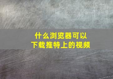 什么浏览器可以下载推特上的视频