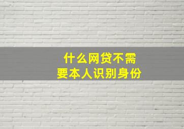 什么网贷不需要本人识别身份