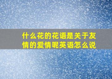 什么花的花语是关于友情的爱情呢英语怎么说