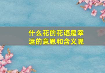 什么花的花语是幸运的意思和含义呢