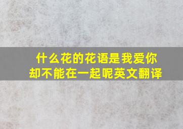 什么花的花语是我爱你却不能在一起呢英文翻译