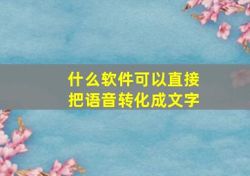 什么软件可以直接把语音转化成文字