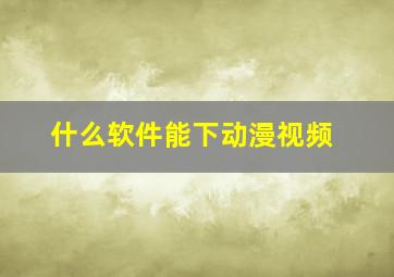 什么软件能下动漫视频