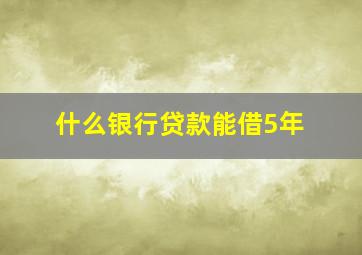 什么银行贷款能借5年