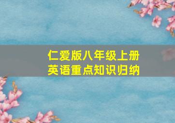 仁爱版八年级上册英语重点知识归纳