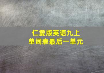 仁爱版英语九上单词表最后一单元