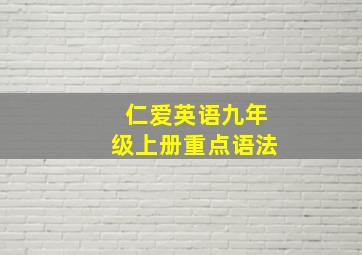 仁爱英语九年级上册重点语法