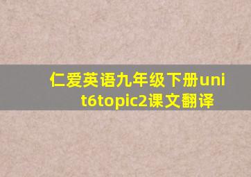 仁爱英语九年级下册unit6topic2课文翻译