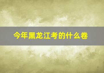 今年黑龙江考的什么卷