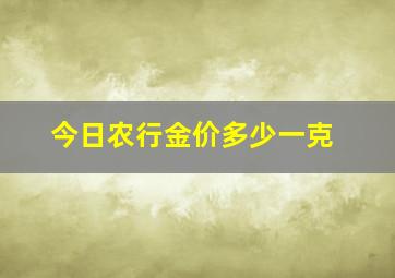 今日农行金价多少一克