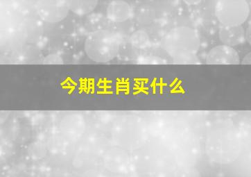 今期生肖买什么