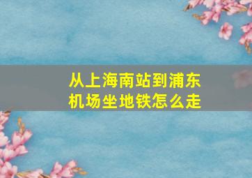 从上海南站到浦东机场坐地铁怎么走