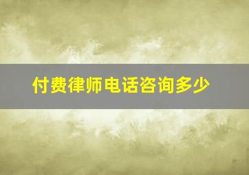 付费律师电话咨询多少