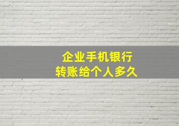 企业手机银行转账给个人多久