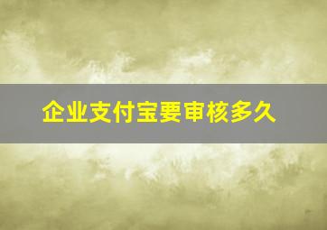 企业支付宝要审核多久