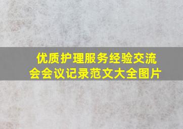 优质护理服务经验交流会会议记录范文大全图片