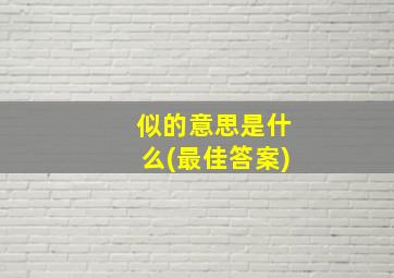 似的意思是什么(最佳答案)