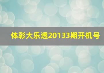 体彩大乐透20133期开机号